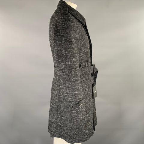 PORTS 1961 Size 42 Black White Heather Wool Blend Belted Coat