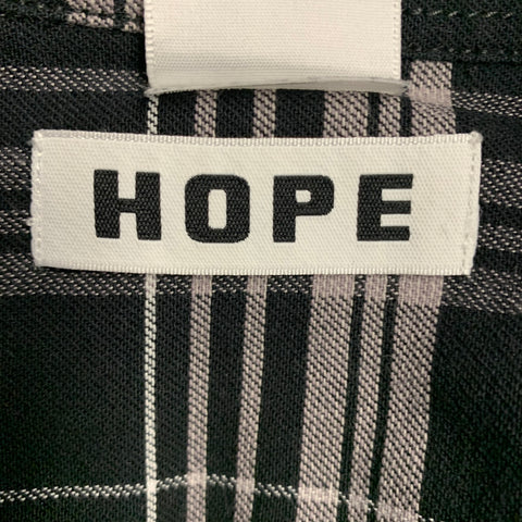 HOPE Size L Black Grey Plaid Cotton One Pocket Long Sleeve Shirt