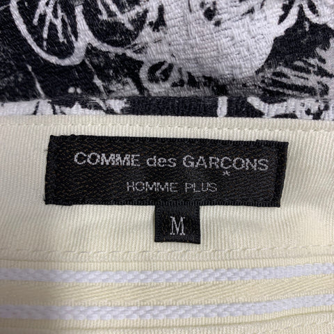 COMME des GARCONS HOMME PLUS 2021 Size M Black White Floral Cotton Dress Pants