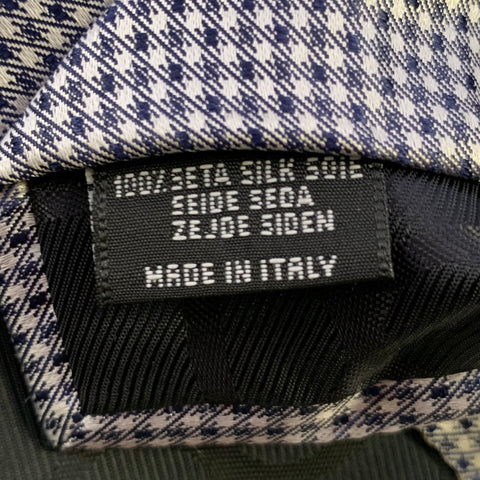 DOLCE & GABBANA  One Size Silver Black Houndstooth Silk Tie