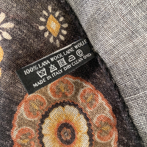 ERMENEGILDO ZEGNA Black Orange & Yellow Geometric Wool Pocket Square
