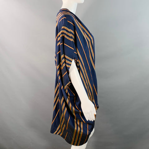 ZERO + MARIA CORNEJO Size M Navy Orange Yellow Stripe Kimono Cardigan