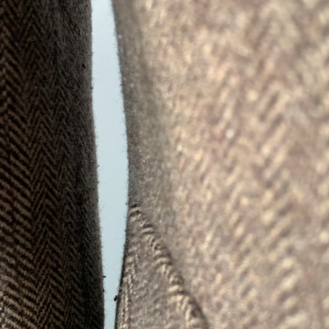 MENK Size S Brown Herringbone Wool Blend Zip Up Jacket