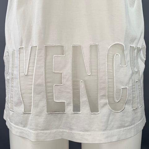 GIVENCHY Size XXS White Logo Cotton Silk Crew Neck T-shirt