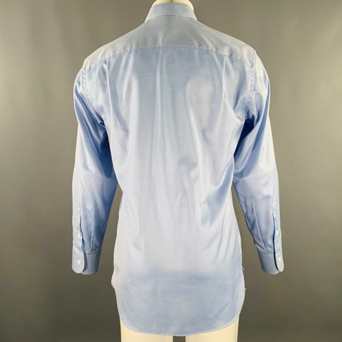 ERMENEGILDO ZEGNA Size M Blue Twill Cotton One Pocket Long Sleeve Shirt