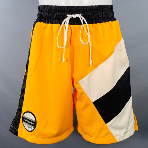 DANIEL PATRICK Size M Yellow Black White Color Block Polyester Drawstring Shorts
