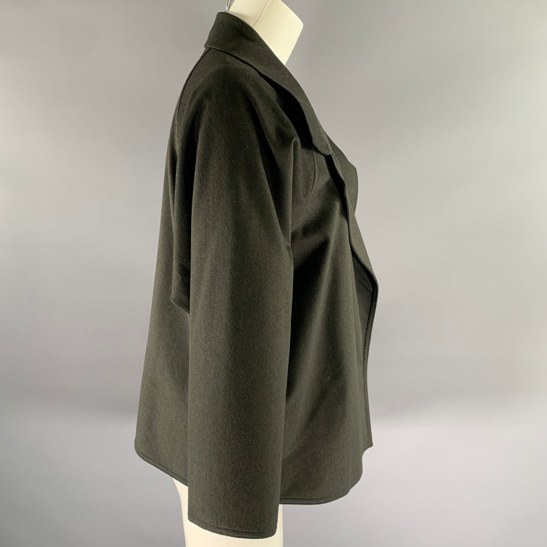 ZORAN Size M Green Olive Wool Angora Wide Notch Collar Cardigan