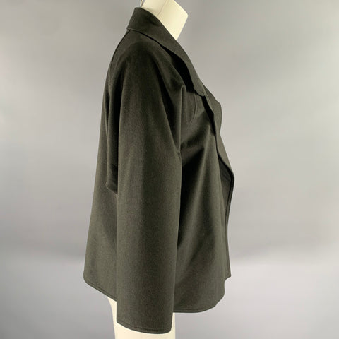 ZORAN Size M Green Olive Wool Angora Wide Notch Collar Cardigan