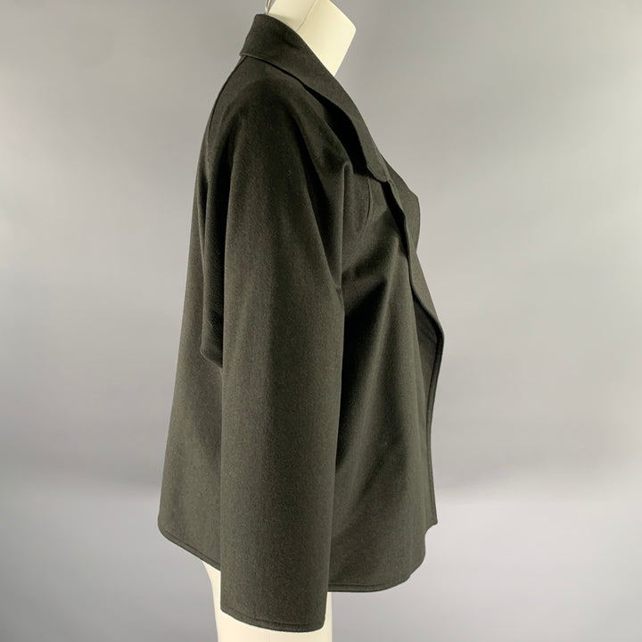 ZORAN Size M Green Olive Wool Angora Wide Notch Collar Cardigan