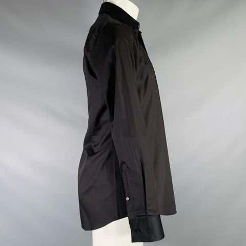 HUGO BOSS Size S Black Cotton Blend French Cuff Long Sleeve Shirt