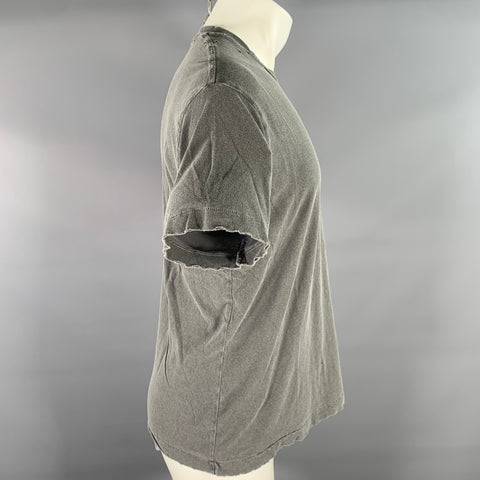 JOHN ELLIOTT Size XS Gray Distressed Cotton Crew-Neck T-shirt