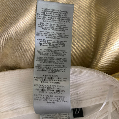 TOM FORD Size 27 Gold White Cotton Elastane Metallic Zip Fly Jeans
