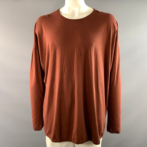JAN JAN ESSCHE VAN Size L Burgundy Solid Cotton Cashmere Long Sleeve Shirt