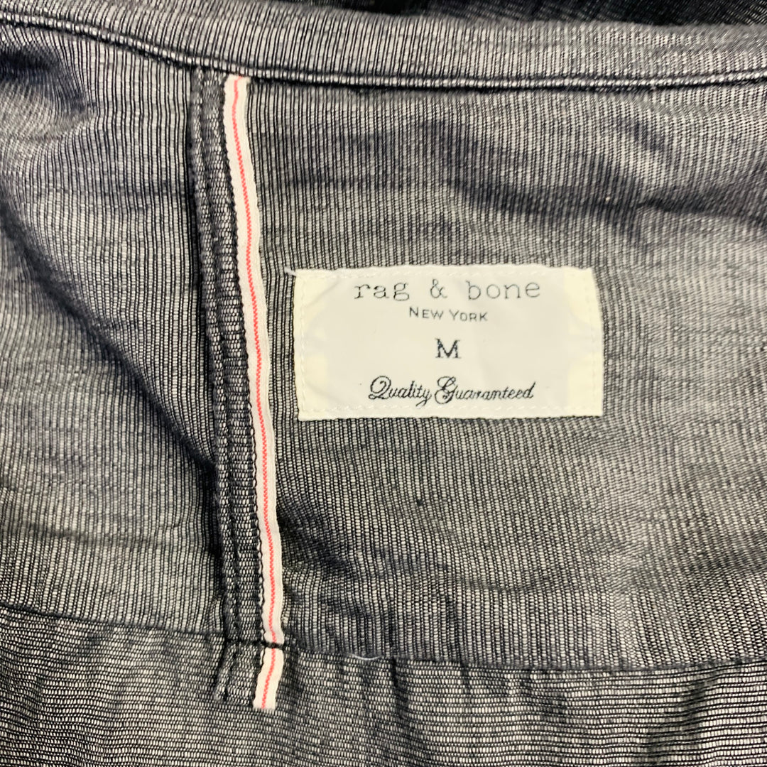RAG & BONE Size M Grey Wrinkled Cotton Two Pockets Long Sleeve Shirt