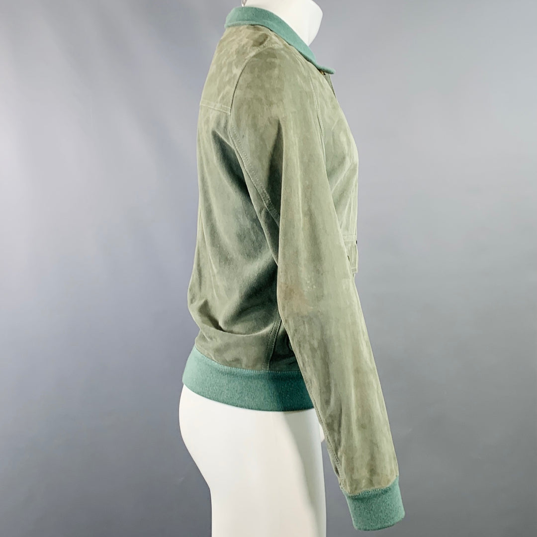 VALSTAR Size S Valstarino Sage Green Goat Suede Blouson Jacket