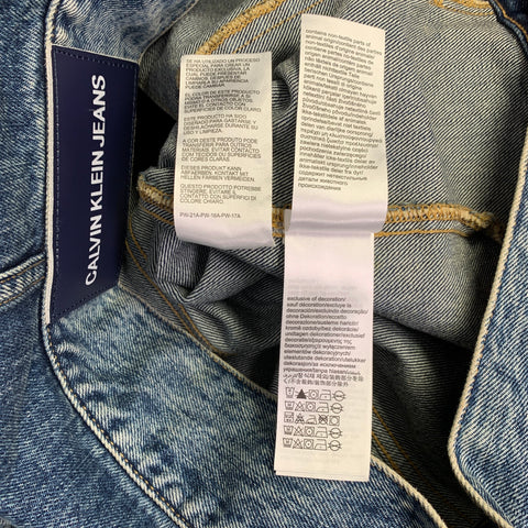 CALVIN KLEIN JEANS Size M Blue Distressed Cotton Jacket