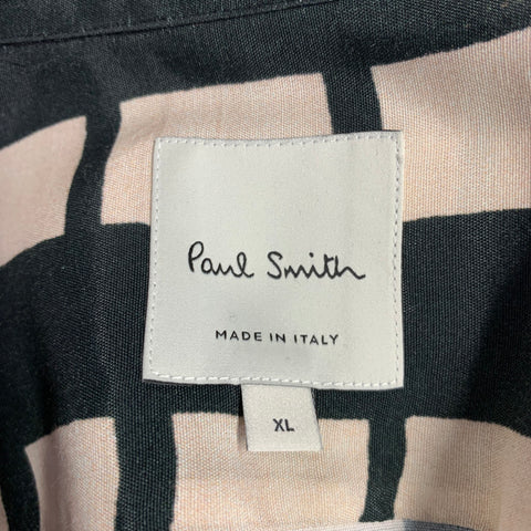 PAUL SMITH Size XL Cream Black Window Pane Viscose Button Up Long Sleeve Shirt