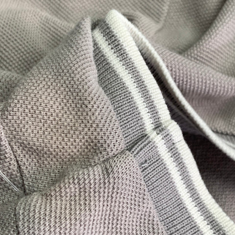 MONCLER Size L Grey White Cotton Logo Polo Casual Top