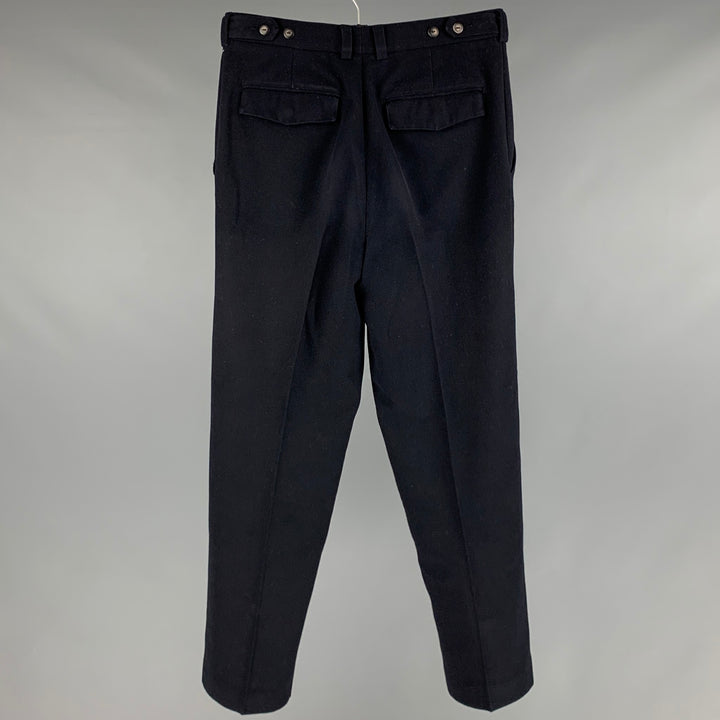 BALMAIN Size 32 Black Polyester Rayon Flat Front Dress Pants