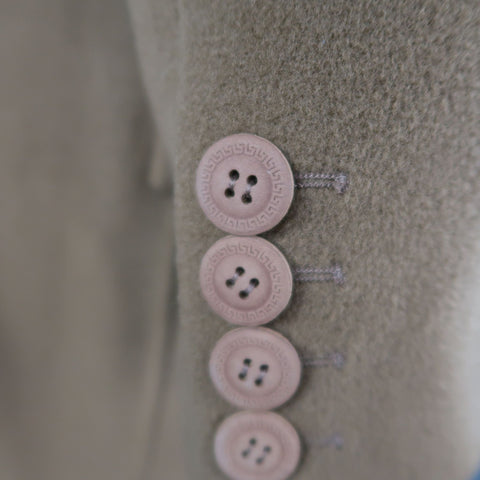 GIANNI VERSACE M Beige Wool Suede Notch Lapel Coat