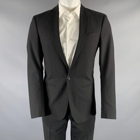FILIPPA K Size 36 Black Polyester Notch Lapel Suit