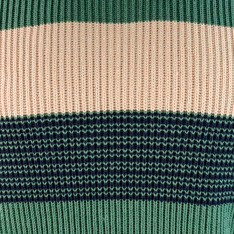 DUNHILL Size M Green Beige Stripe Cotton Crew Neck Sweater