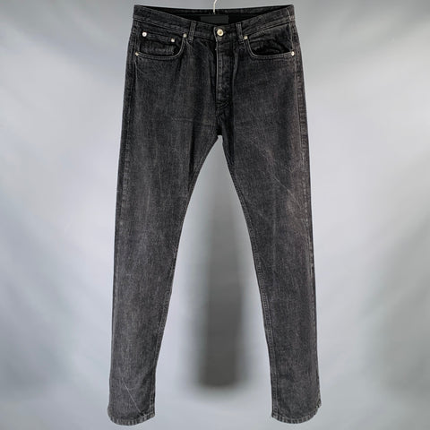 VALENTINO Size 32 Grey Charcoal Cotton Straight Five Pockets Jeans