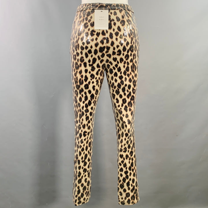 A.L.C. Size 2 Beige Brown Polyester Blend Sequined Leopard Leggings