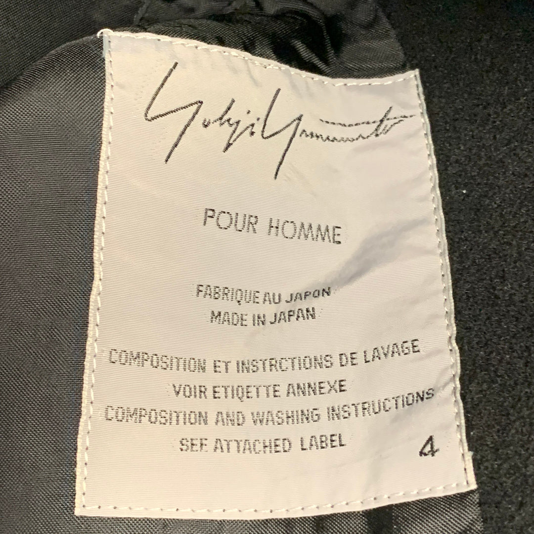 YOHJI YAMAMOTO Size XL Black Wool Peak Lapel Sport Coat