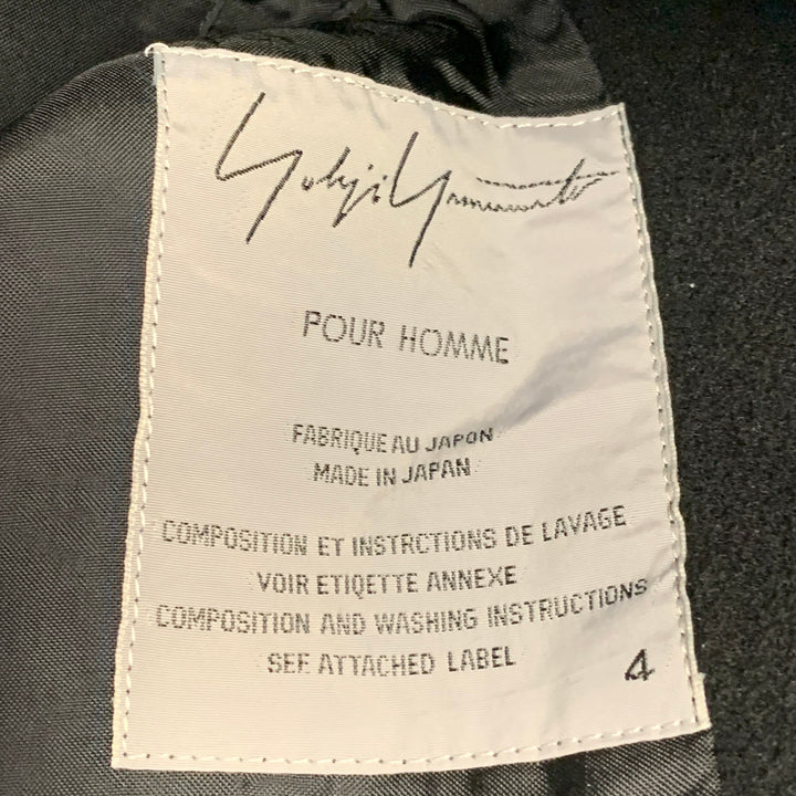 YOHJI YAMAMOTO Size XL Black Wool Peak Lapel Sport Coat