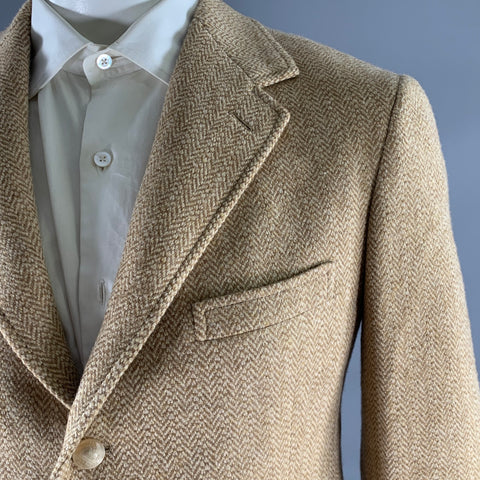 RALPH LAUREN Size 42L Camel Tan Herringbone Wool Notch Lapel Sport Coat