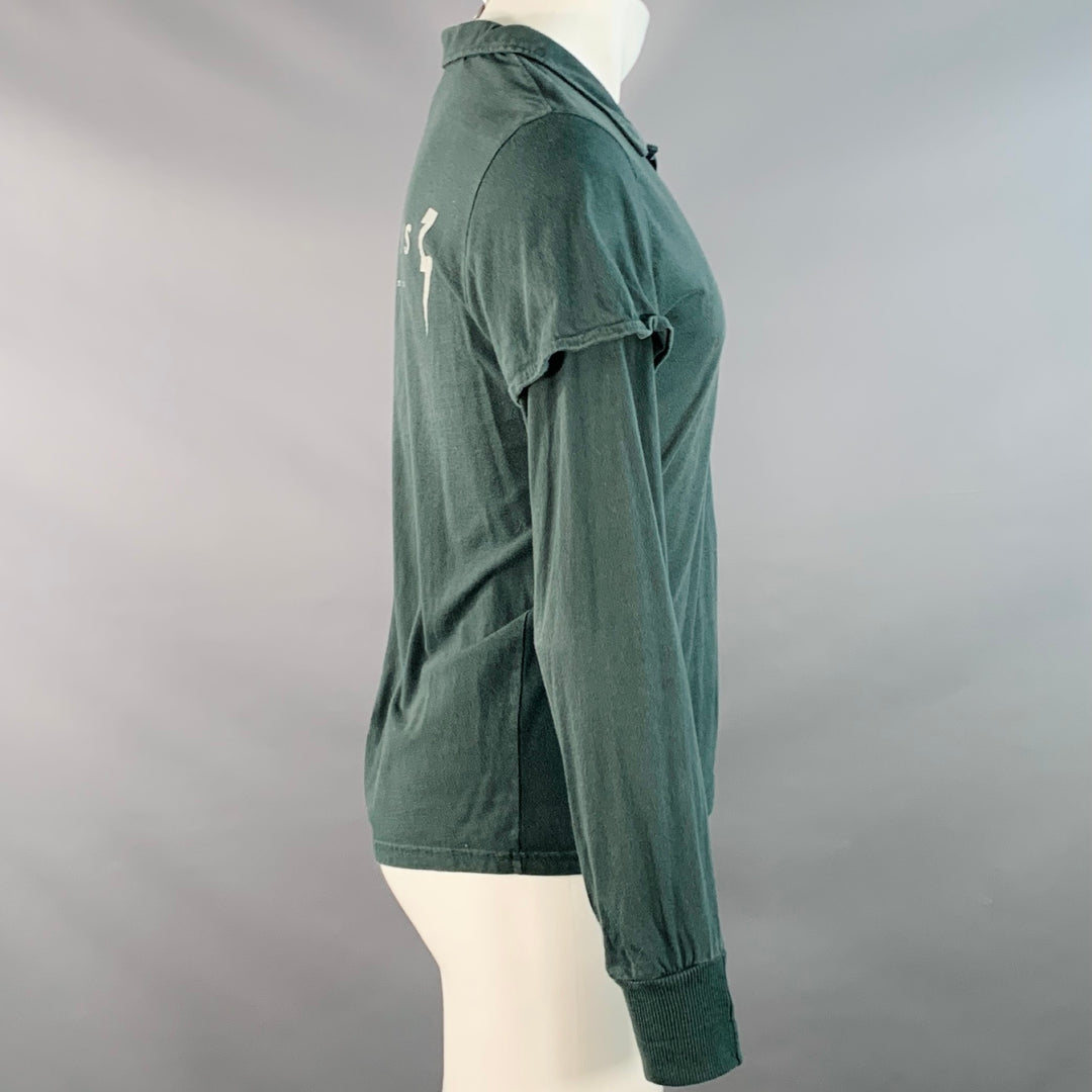 NICE COLLECTIVE Size M Green Cotton Asymmetrical One Pocket Sweatshirt