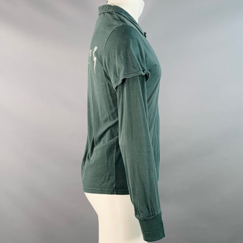 NICE COLLECTIVE Size M Green Cotton Asymmetrical One Pocket Sweatshirt