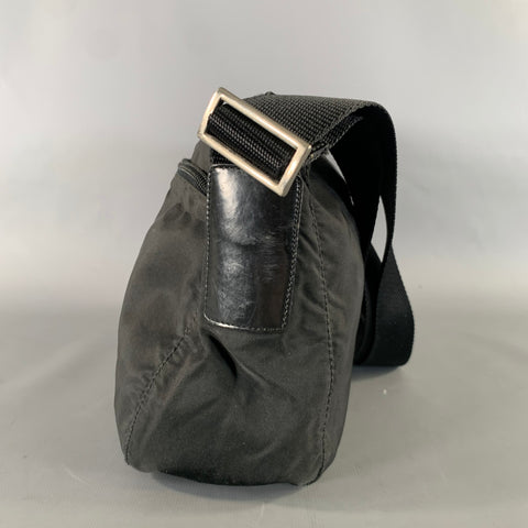 PRADA Black Silver Logo Nylon Shoulder Bag Bags