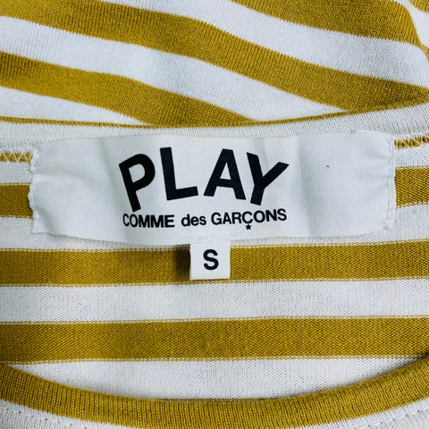 COMME des GARCONS Size S White Blue Tan Stripe Cotton Long Sleeve T-shirt