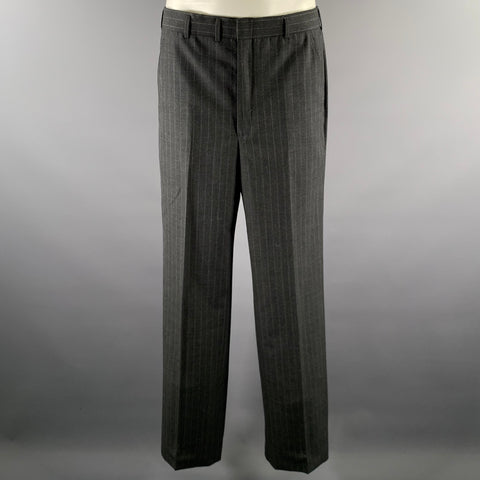 CHRISTIAN DIOR Size 44 Grey Pinstripe Wool Double Breasted Suit