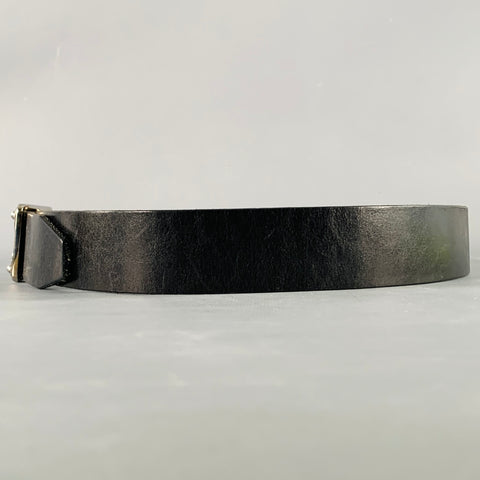 DOLCE & GABBANA Size 34 Black Silver Leather Belt