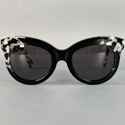 KREWE One Size Julia Black Grey Marbled Acetate Polarized Cat Eye Sunglasses