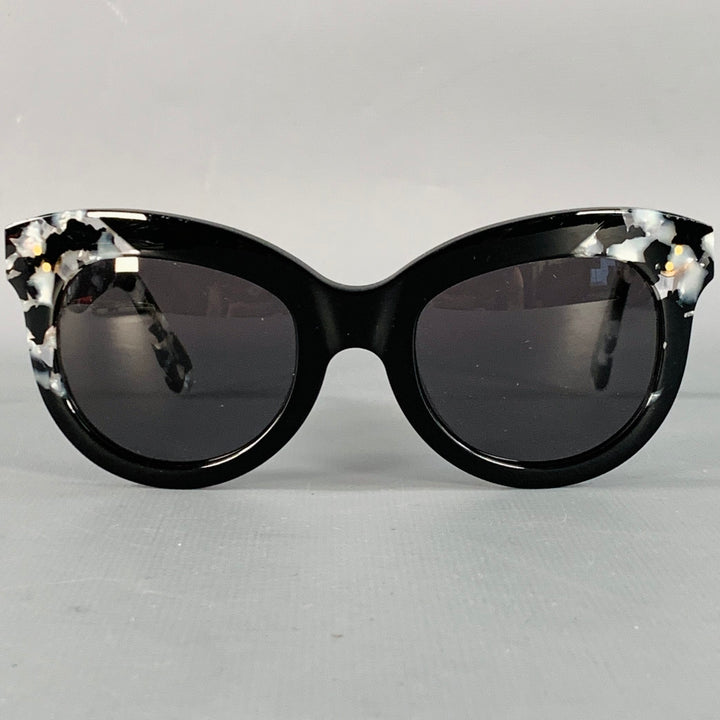 KREWE One Size Julia Black Grey Marbled Acetate Polarized Cat Eye Sunglasses