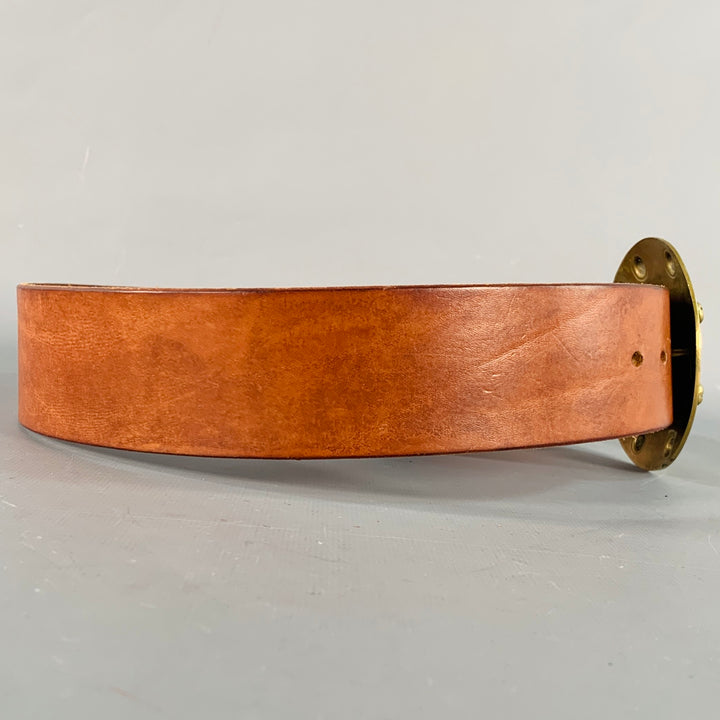 RALPH LAUREN Size 28 Brown Brass Leather Wide Belt