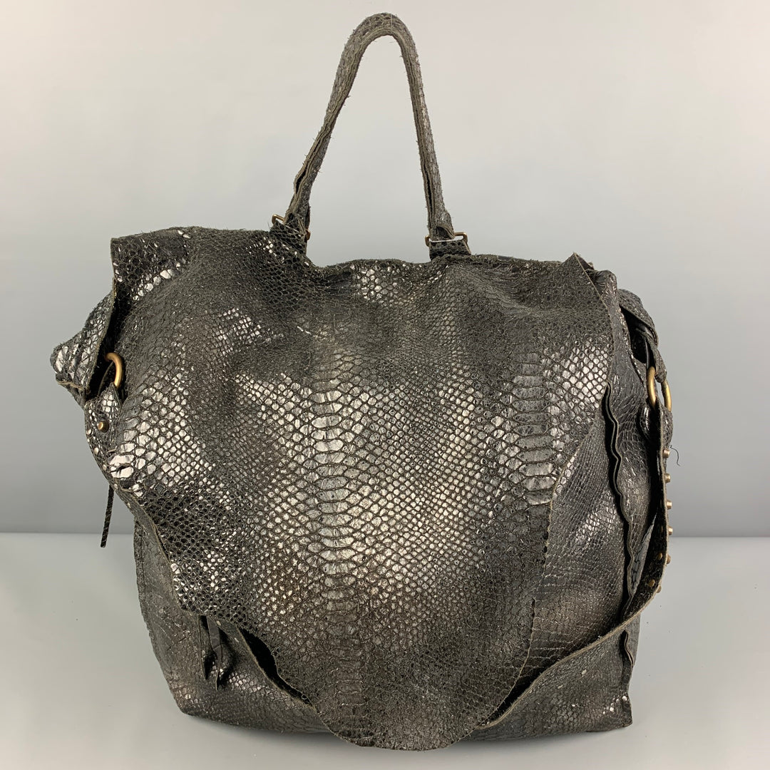 LE CUIR PERDU Bolso tote extragrande de cuero texturizado en oro negro