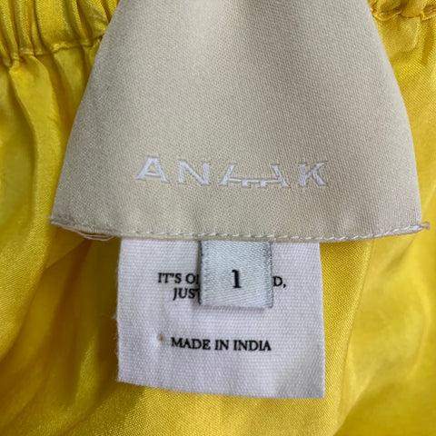 ANAAK Size S Sakura Yellow Silk Ruffled Strapless Dress