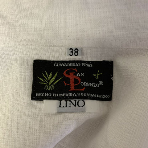 GUAYABERAS Size S White Black & Silver Mixed Patterns Linen Long Sleeve Shirt
