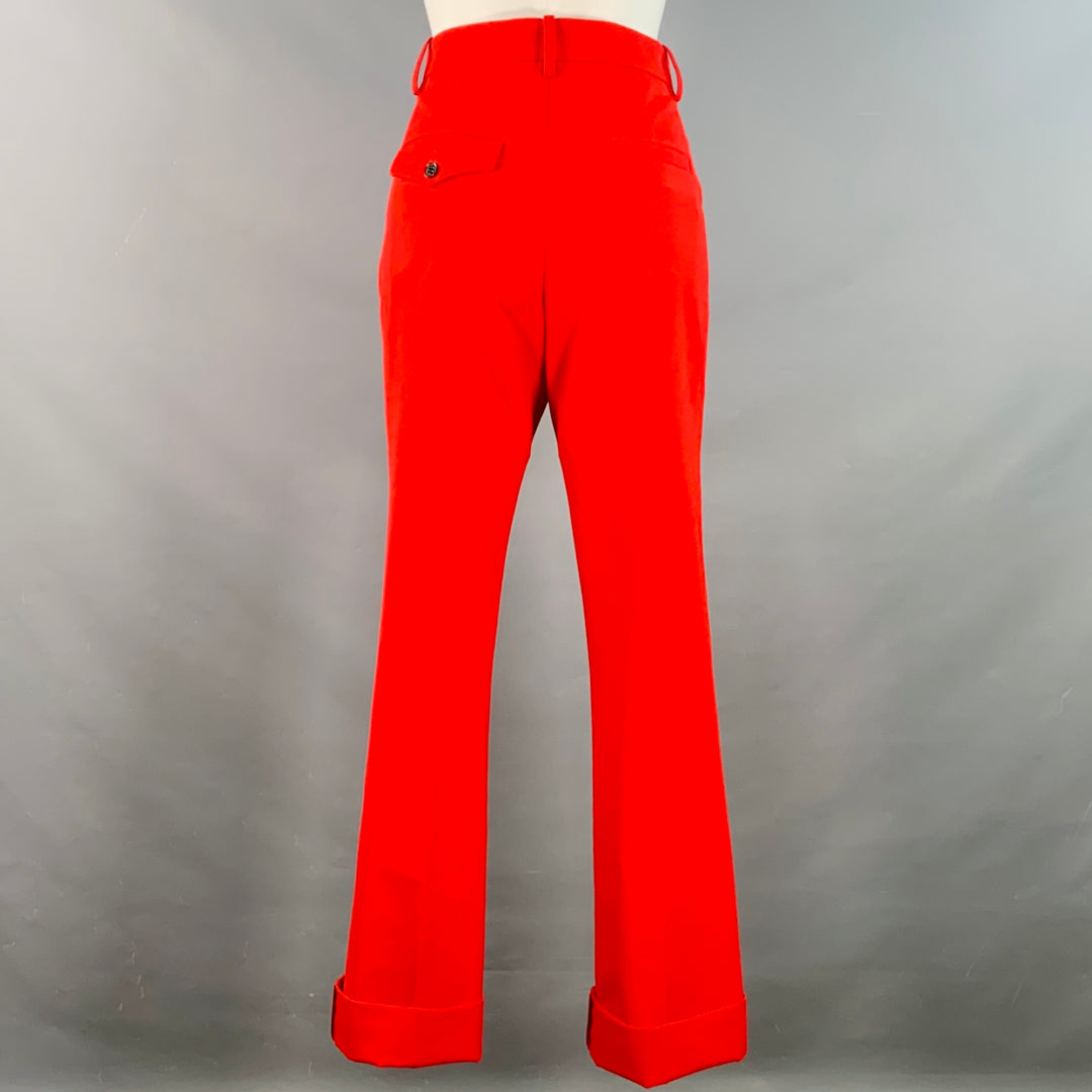 ZADIG & VOLTAIRE Size S Poetia Red Polyester Virgin Wool Twill Cuffed Dress Pants