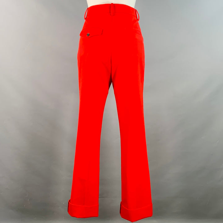 ZADIG & VOLTAIRE Size S Poetia Red Polyester Virgin Wool Twill Cuffed Dress Pants