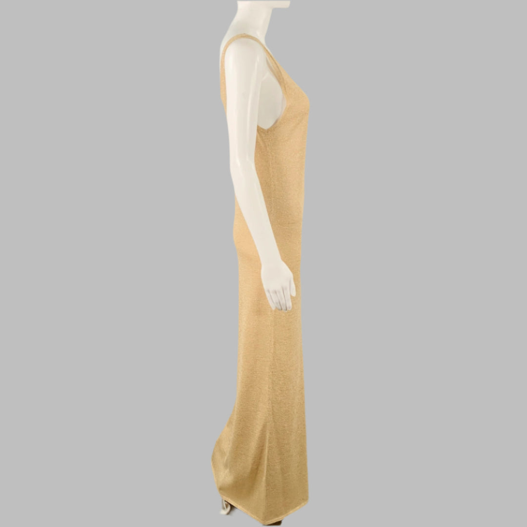SAINT LAURENT Size S Gold Beige Tank Long Cocktail Dress SAINT LAURENT Size S Gold Beige Tank Long Cocktail Dress