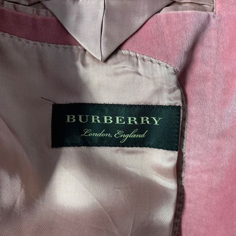 BURBERRY Size 40 Pink Velvet Cotton Peak Lapel Sport Coat