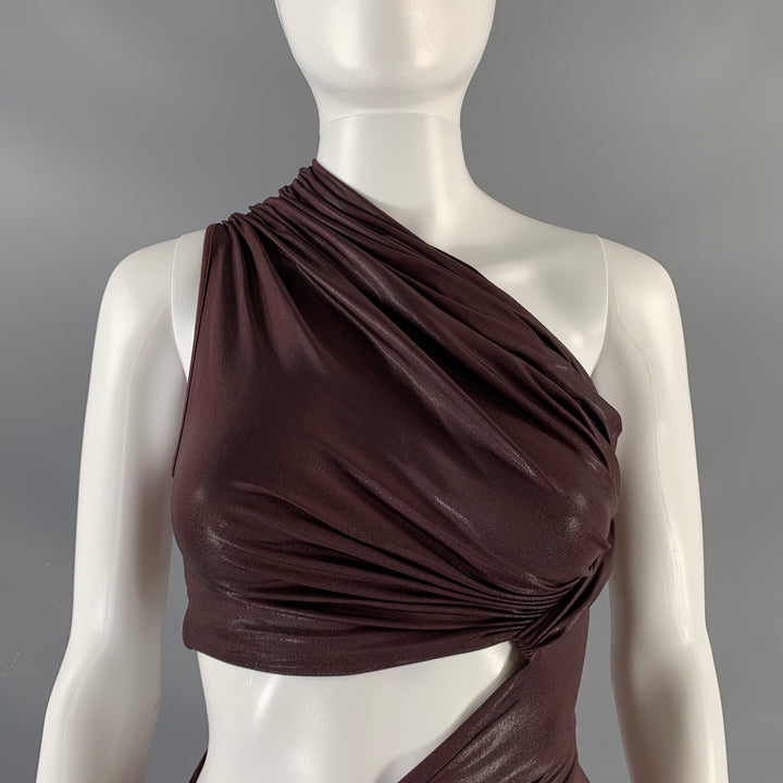 RICK OWENS Size 4 Purple Viscose Blend Draped One Shoulder Cocktail Dress