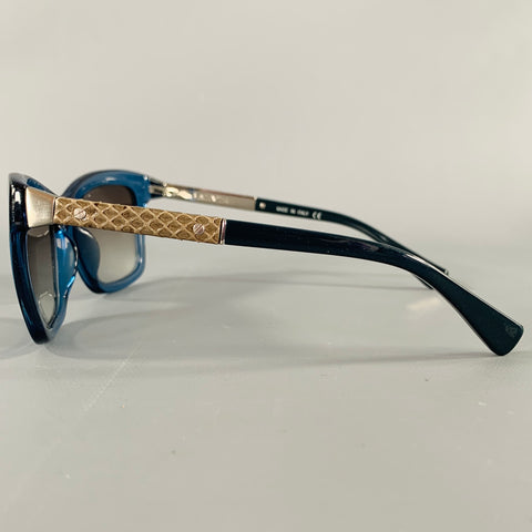 LANVIN Blue Silver Acetate Metal Sunglasses