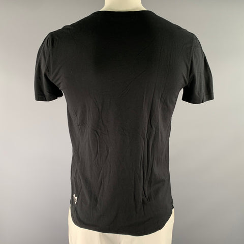 HELMUT LANG Size L Black White Graphic Cotton Modal See Through T shirt